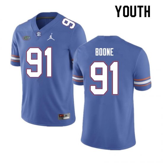 Youth Florida Gators #91 Justus Boone NCAA Nike Royal Authentic Stitched College Football Jersey KUO3662SM